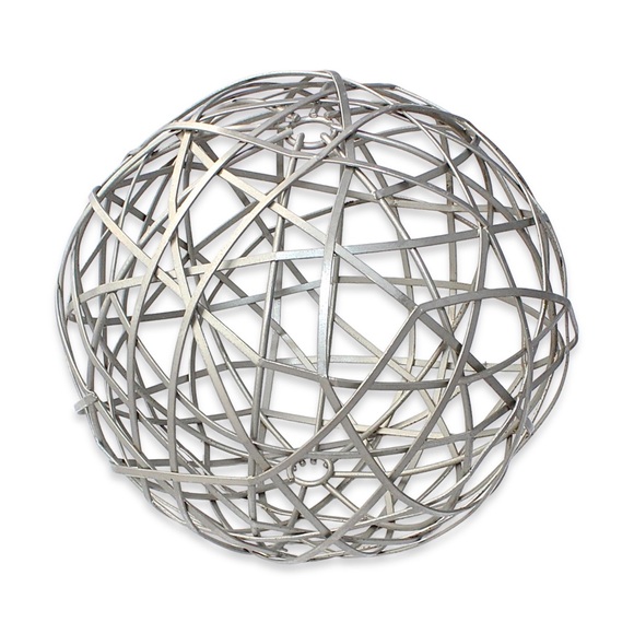 Abstract Sphere Sculpture Silver Tone Metal Wire Ball Orb Statue Modern - Picture 1 of 3